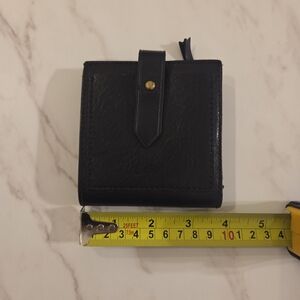 Madewell Black Leather Wallet with Gold Button